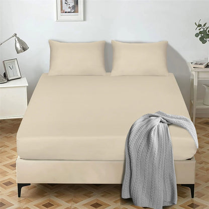 Extra Deep Fitted Sheet Egyptian Cotton Bed Sheets - Beige