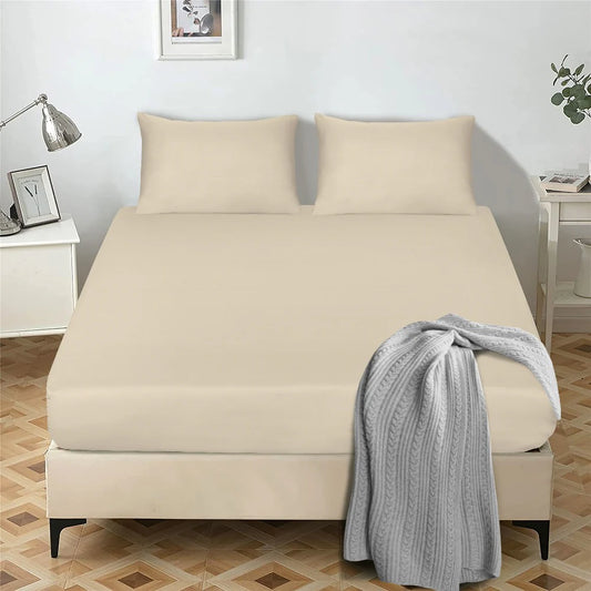 Extra Deep Fitted Sheet Egyptian Cotton Bed Sheets - Beige