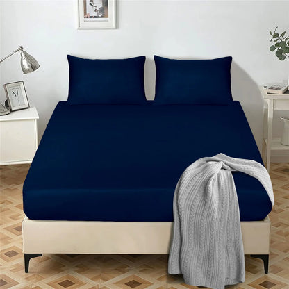 Extra Deep Fitted Sheet Egyptian Cotton Bed Sheets - Navy