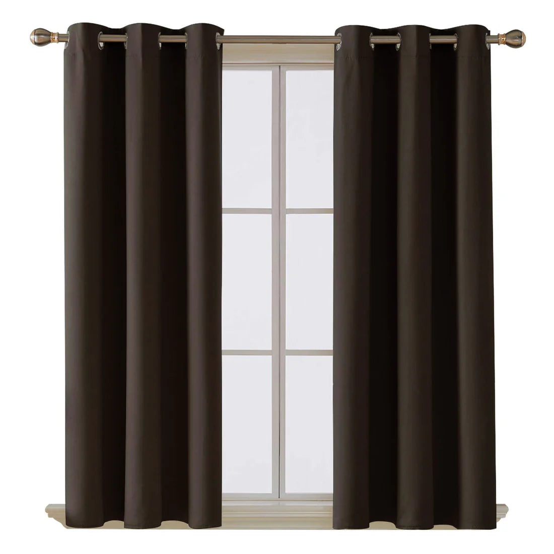 Thermal Insulated Blackout Curtains Ring Top Eyelet- Brown