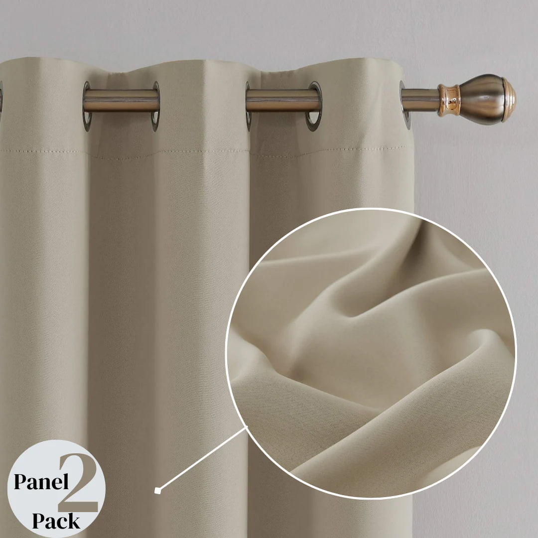 Thermal Insulated Blackout Curtains Ring Top Eyelet- Beige