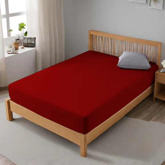 Red Microfiber 25 cm Deep Fitted Sheets