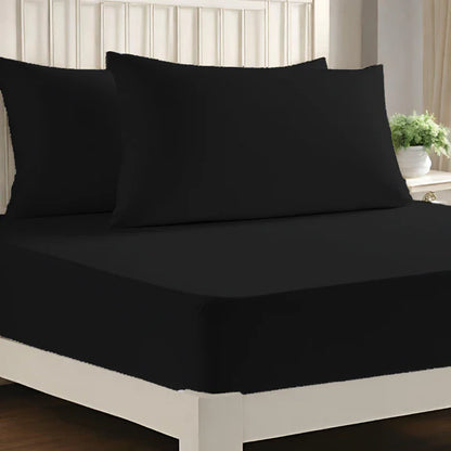 Microfiber 25 cm Deep Fitted Sheets- Black