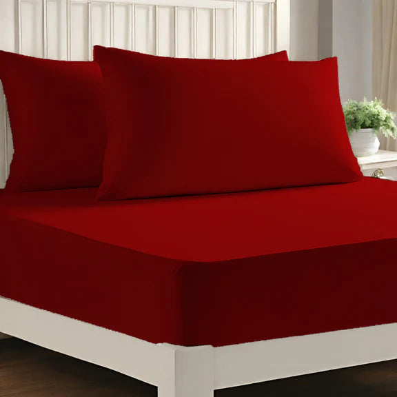 Red Microfiber 25 cm Deep Fitted Sheets