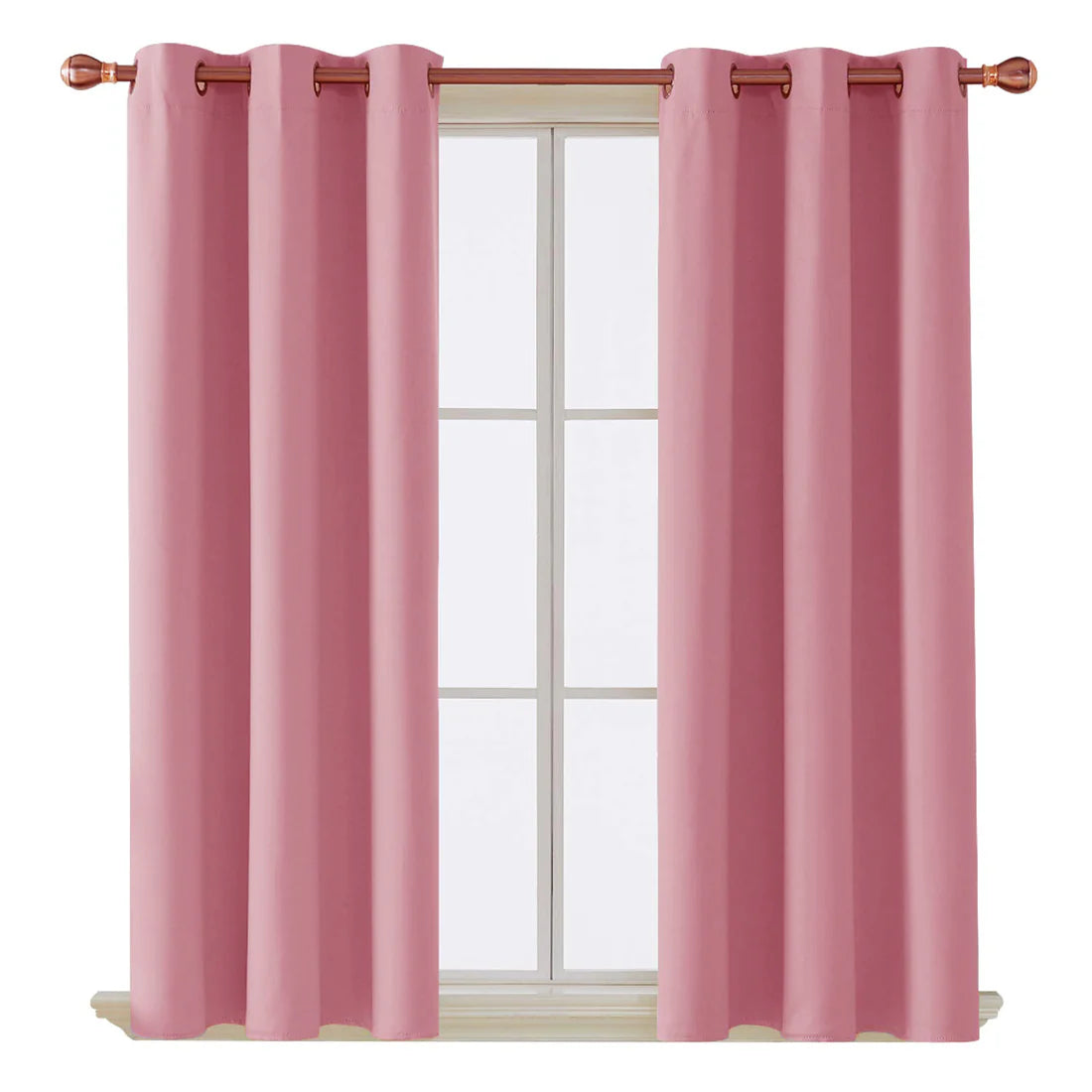 Thermal Insulated Blackout Curtains Ring Top Eyelet- Blush Pink