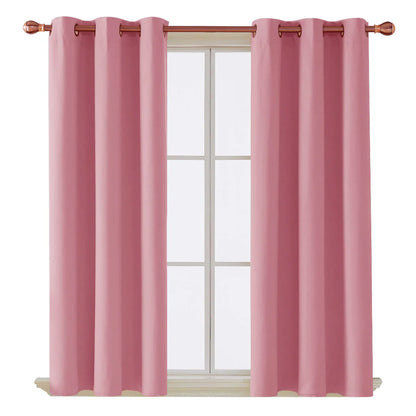 Thermal Insulated Blackout Curtains Ring Top Eyelet- Blush Pink