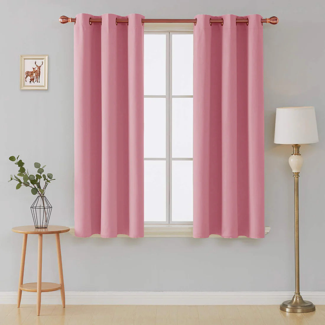 Thermal Insulated Blackout Curtains Ring Top Eyelet- Blush Pink