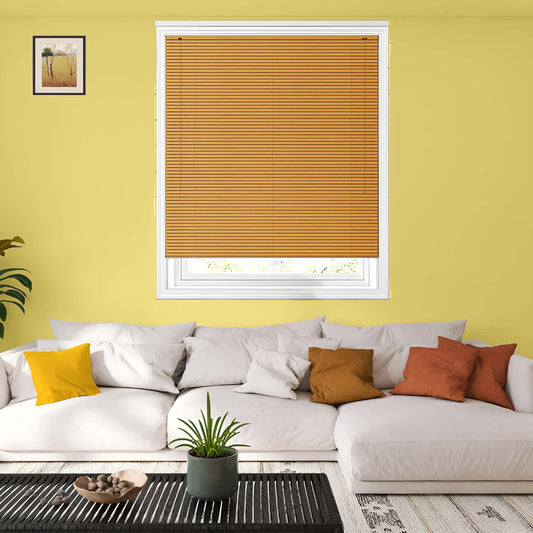 Teak PVC Venetian Blinds 25mm Slats Wood Grain Effect Window Blind