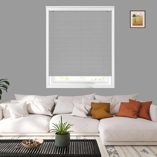 Grey Metal Headrail PVC Venetian Blinds 25mm Slats