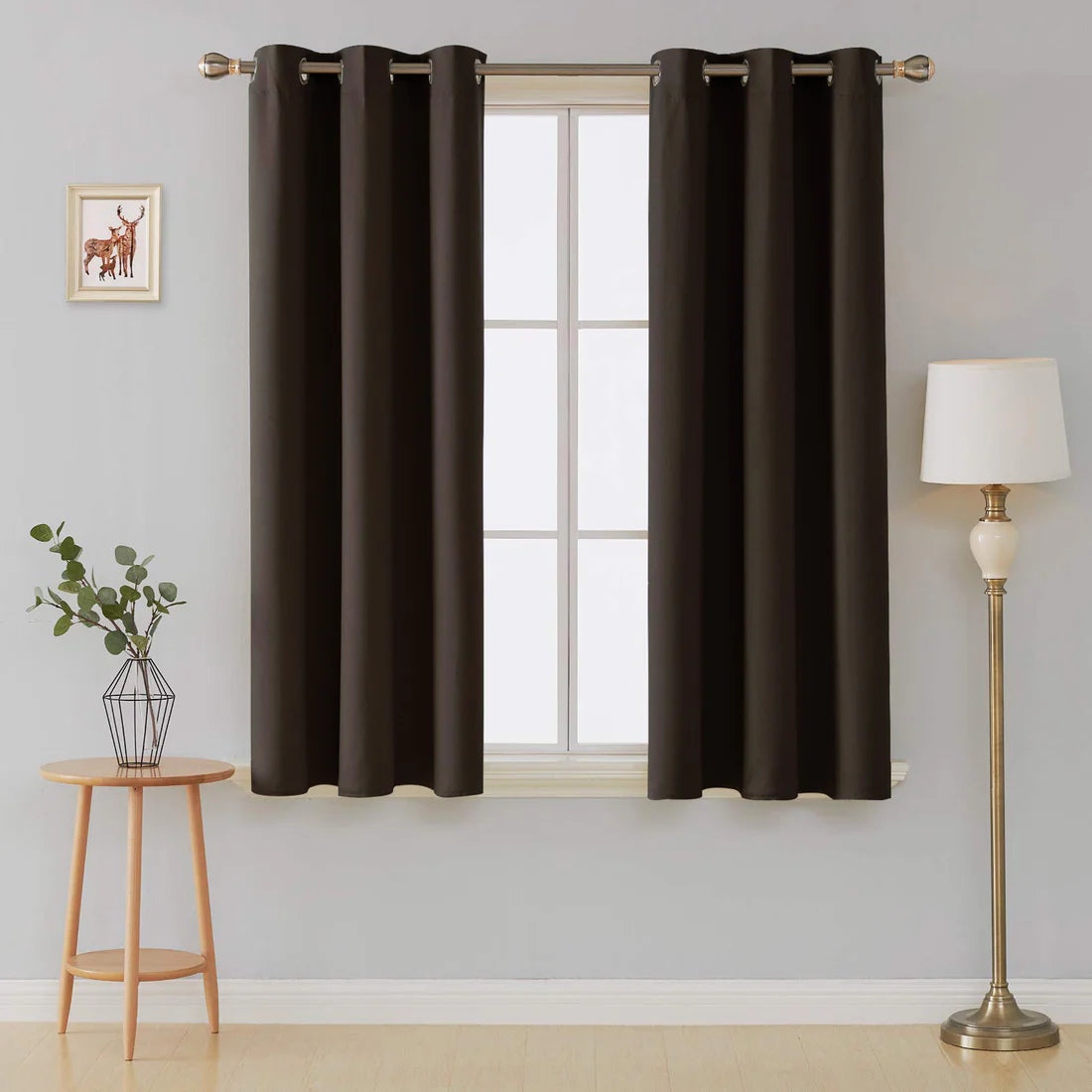 Thermal Insulated Blackout Curtains Ring Top Eyelet- Brown