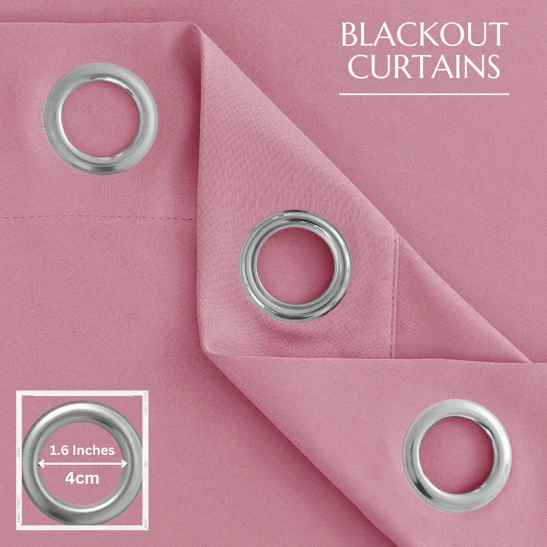 Thermal Insulated Blackout Curtains Ring Top Eyelet- Blush Pink