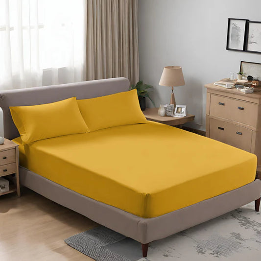 Microfiber 30 Cm Extra Deep Fitted Sheets- Ochre Yellow