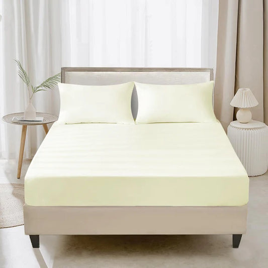 Extra Deep Fitted Sheet Egyptian Cotton Bed Sheets - Cream