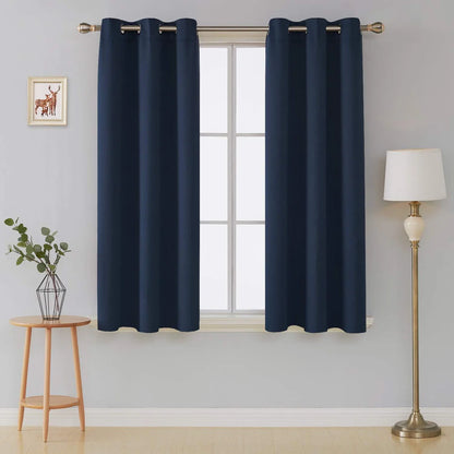 Thermal Insulated Blackout Curtains Ring Top Eyelet - Navy