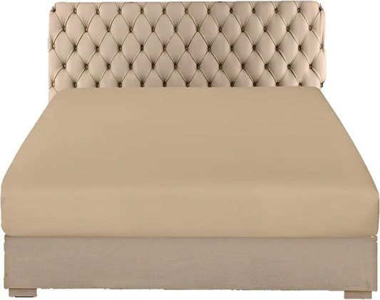 Extra Deep Fitted Sheet Polycotton Bed Sheets - Beige