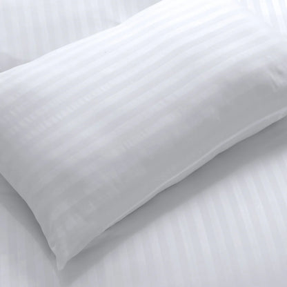 Microfiber Satin Stripe Duvet Cover Set With Pillowcases - White