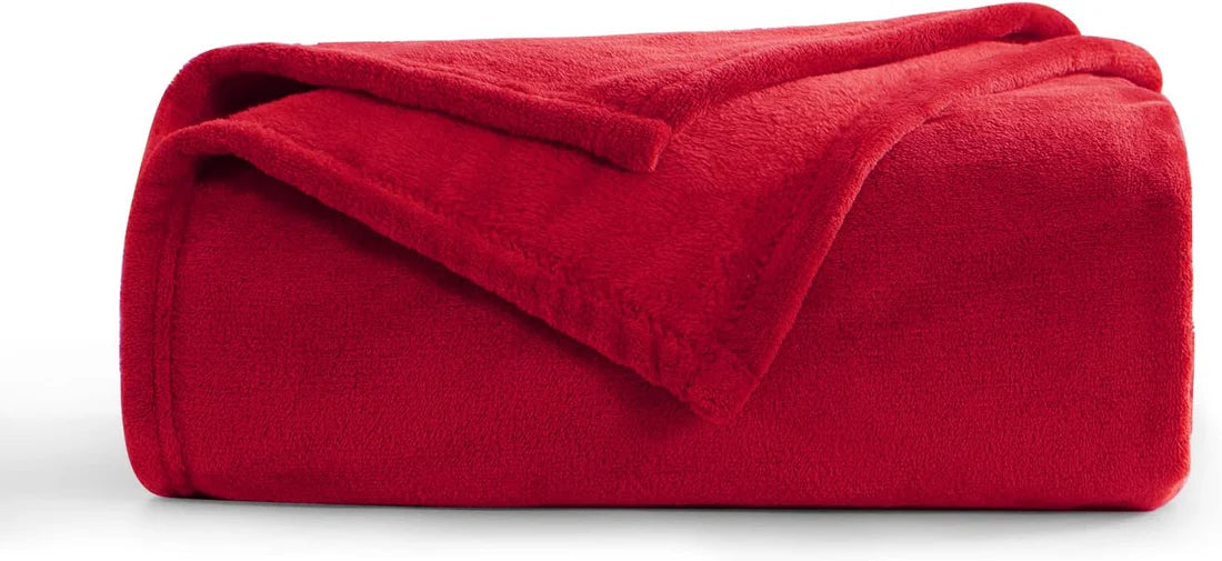 Flannel Fleece Throw Blanket - Red