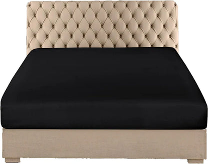 Extra Deep Fitted Sheet Polycotton Bed Sheets - Black