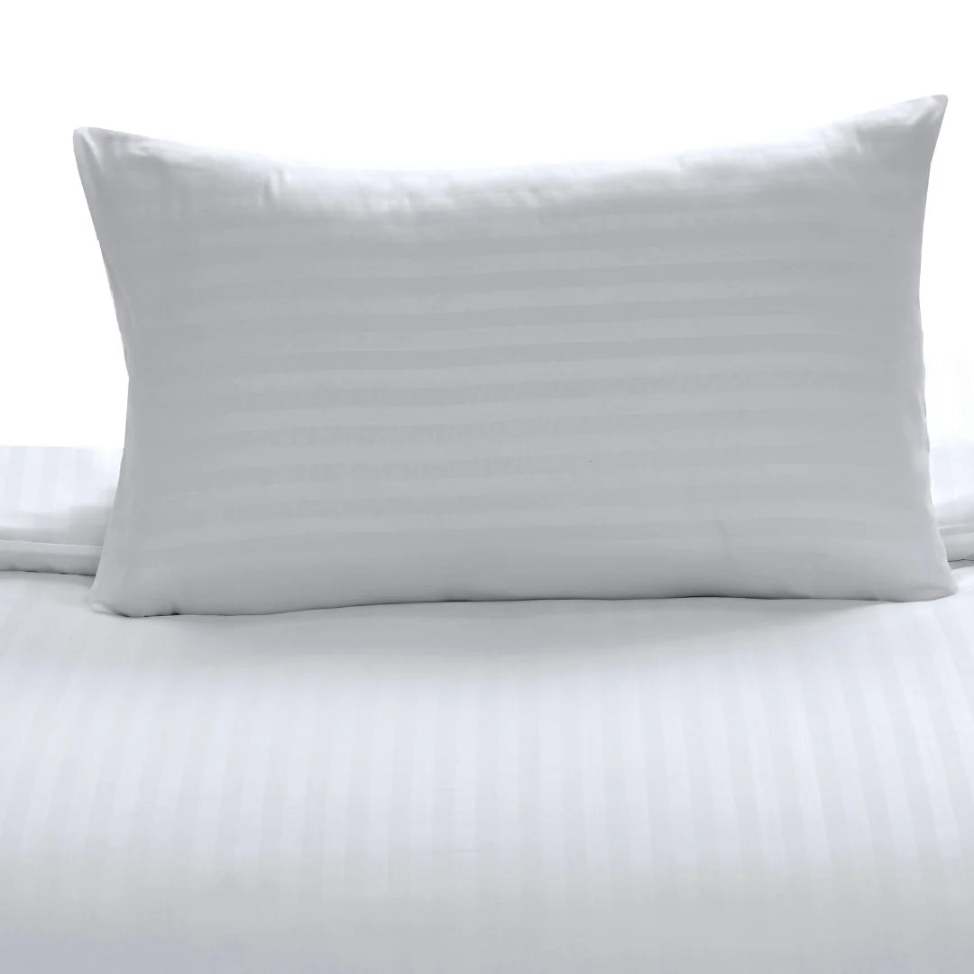 Microfiber Satin Stripe Duvet Cover Set With Pillowcases - White