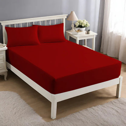 Red Microfiber 25 cm Deep Fitted Sheets