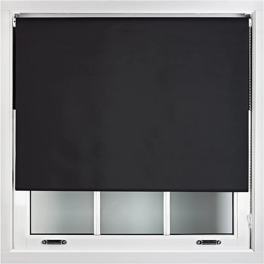 Blackout Roller Blind for Windows Outdoor Thermal Roll Up Blinds - Black