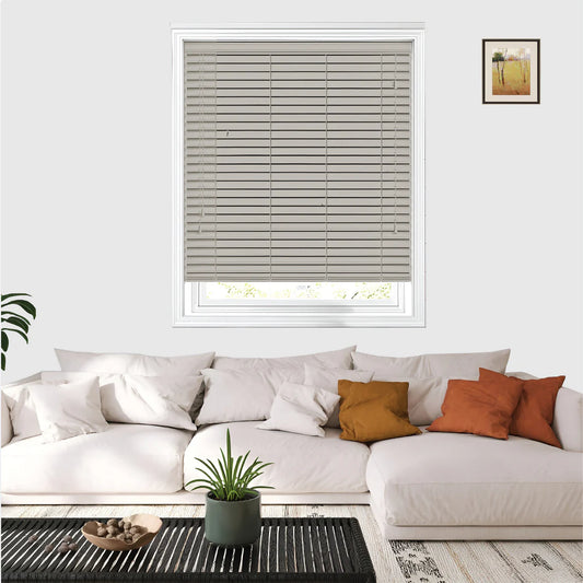 Faux Wood Blind 50MM Slats Grey Window Venetian Blinds