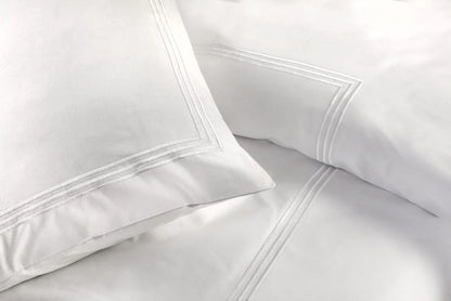 100% Polycotton Beretta Stitch Duvet Cover- White/White