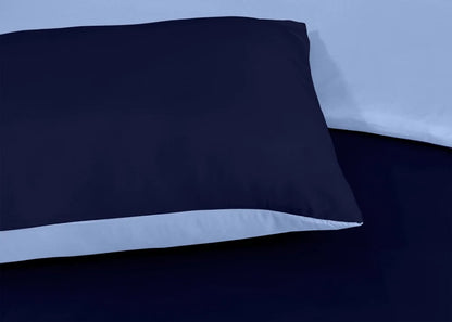 Brushed Microfiber 3 PCs Reversible Bedding Set with Pillow Cases- Light/Dark Blue