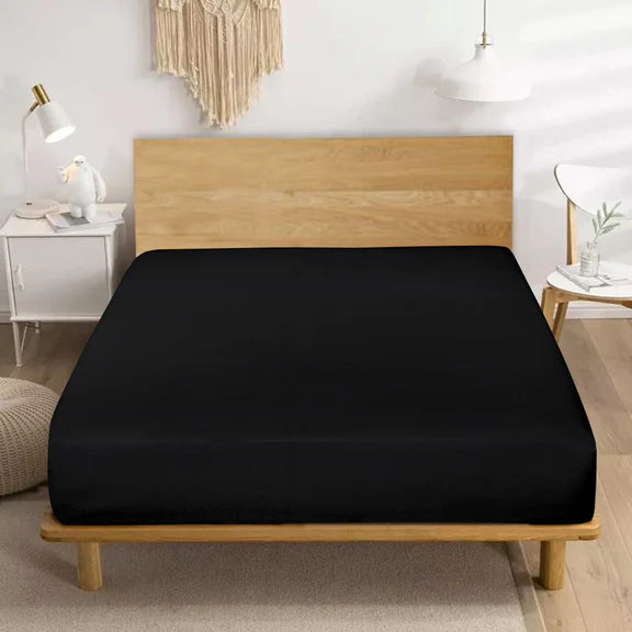 Extra Deep Fitted Sheet Polycotton Bed Sheets - Black