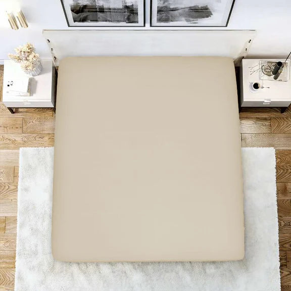 Extra Deep Fitted Sheet Polycotton Bed Sheets - Cream