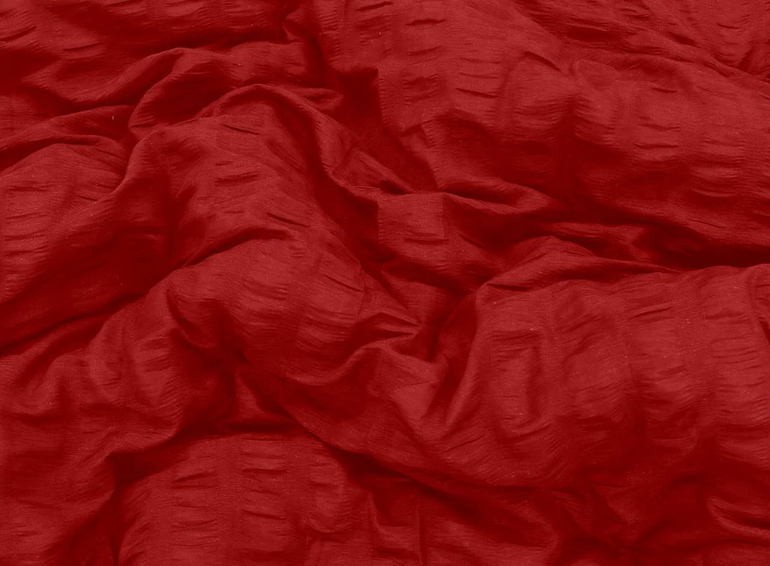 Seersucker Duvet Cover with 2 Pillow Cases-Red