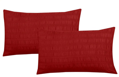 Seersucker Duvet Cover with 2 Pillow Cases-Red