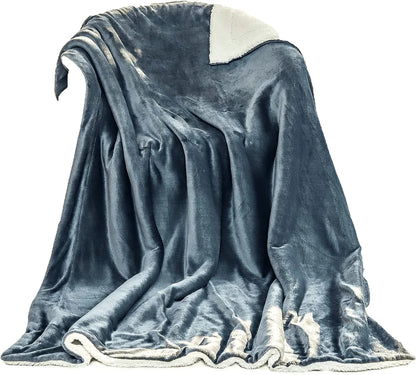 Sherpa Fleece Blanket Throw - Dark Grey