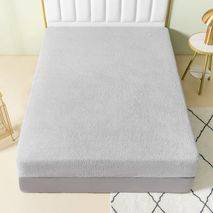 Grey Extra Deep Teddy Fleece Fitted Sheet