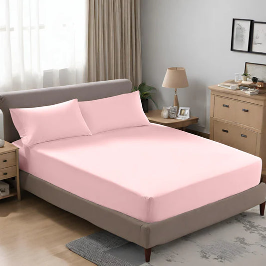 Microfiber 30 Cm Extra Deep Fitted Sheets- Blush Pink