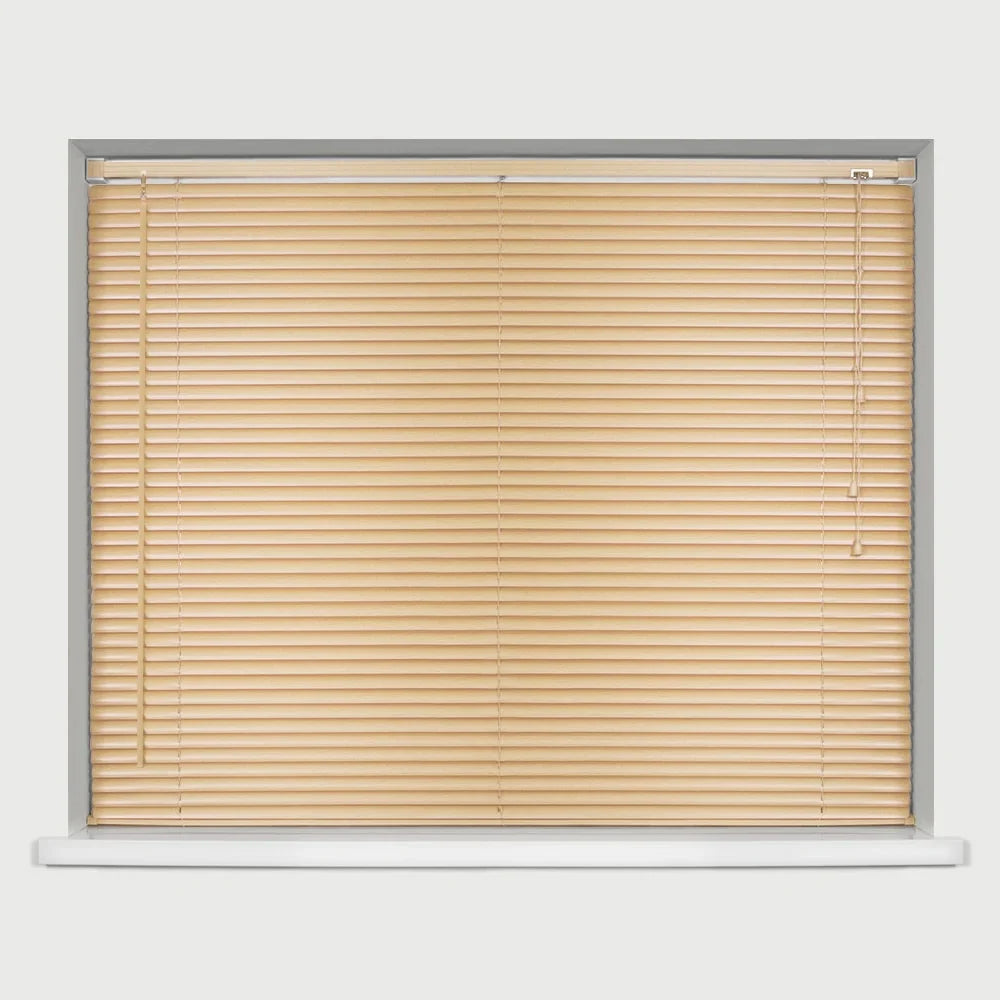 Natural PVC Venetian Blinds 25mm Slats Wood Grain Effect Window Blind