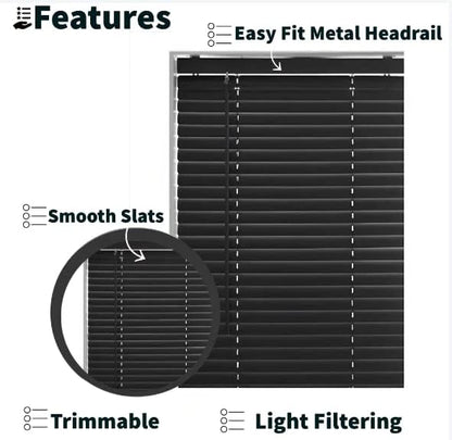 Premium Black Metal Headrail PVC Venetian Blinds 25mm Slats