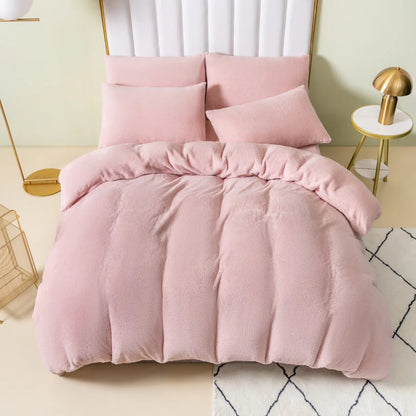 Teddy Fleece Bedding Duvet Covers Set - Blush